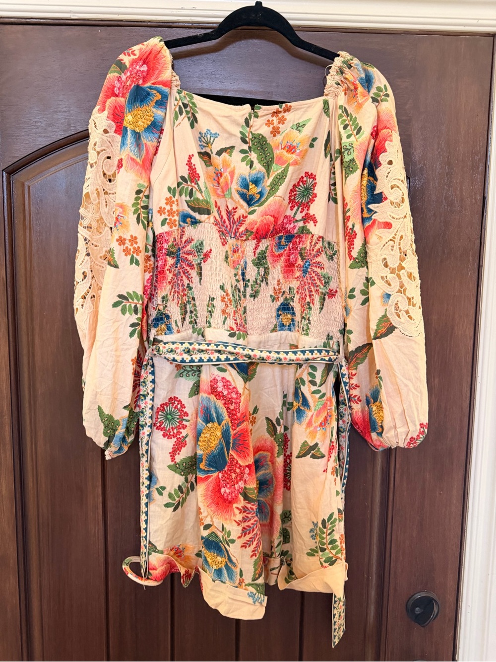FARM Rio Cream Floral Embroidered Puff-Sleeve Romper - Picture 5 of 9
